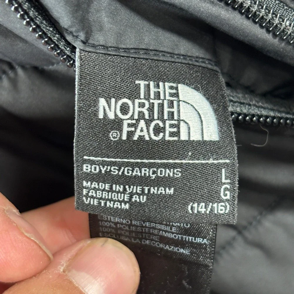 The North Face Boys Black Reversible Perrito Jacket L 14/16 Fleece‎ Puffer Coat